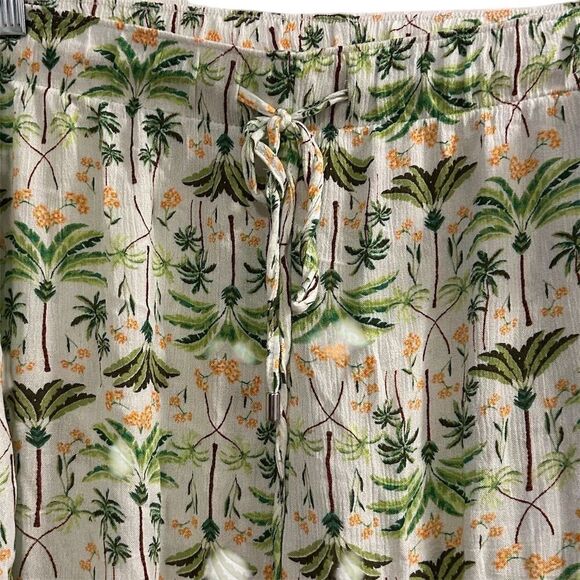 Old Navy Women's XXL Tropical Floral High Waist Wide-Leg Pants Side Slits - Picture 7 of 13